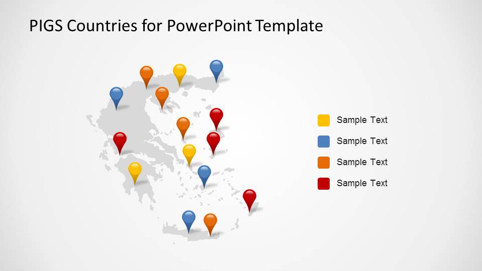 Greece PowerPoint Map with Marker Icons and Series Description