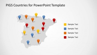 Spain Map with Colored Markers matching Series Description