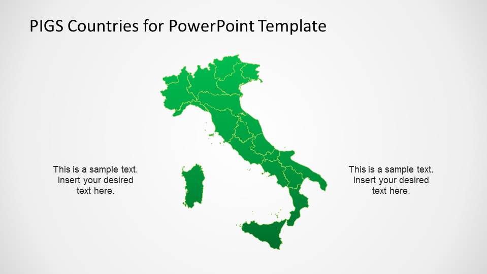 Political PowerPoint Map of Italy with States