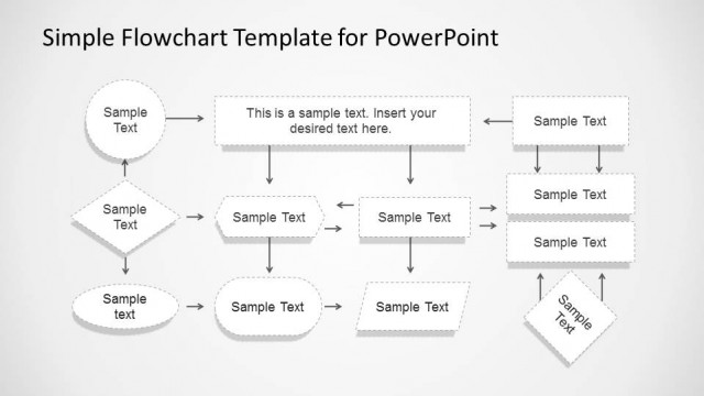 Simple Flowchart with Dotted Stroke for PowerPoint