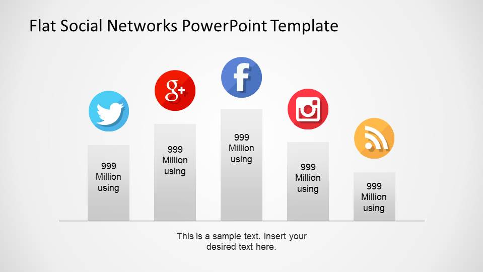 Flat Bar Chart with Social Network Icons on Top