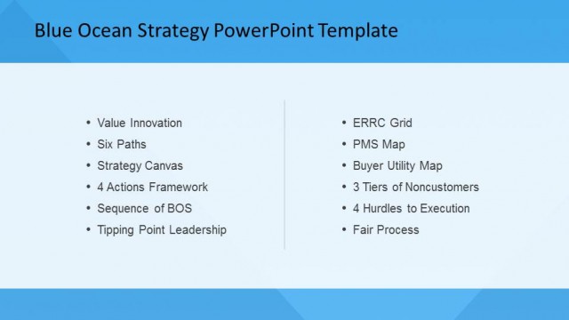 Blue Ocean Strategy List of Strategic Analysis Tools