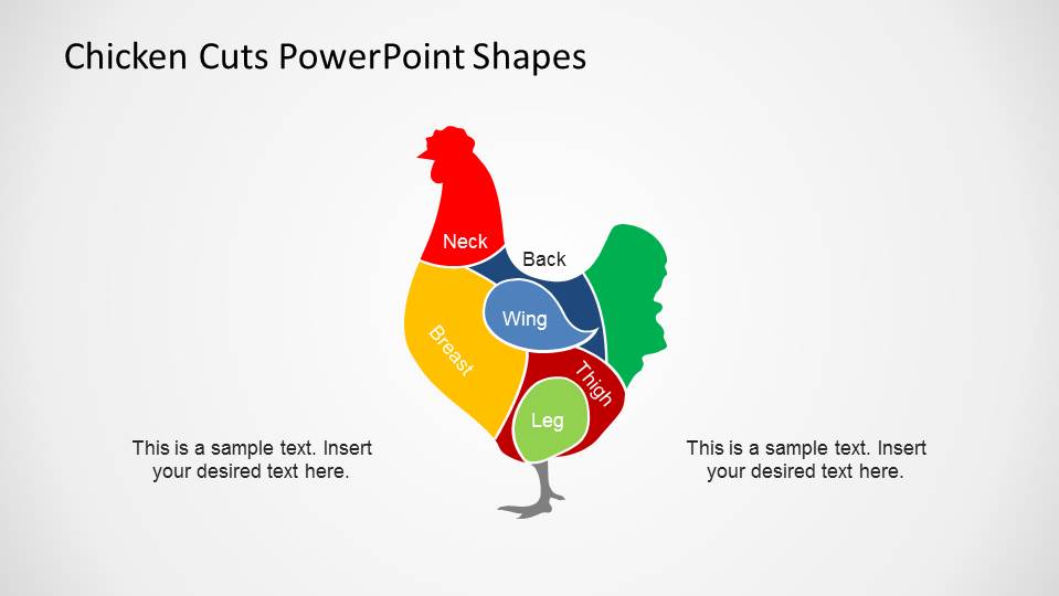 PowerPoint Chicken Shape Composed of Meat Cuts