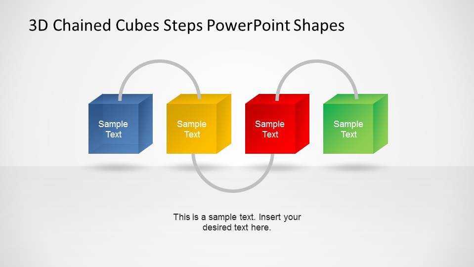 3D Chained Cubes 4 Steps Diagram