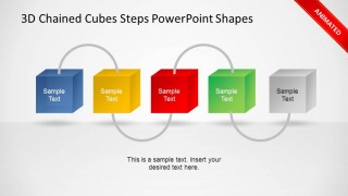 Animated Five Steps 3D Chained Cubes PowerPoint Diagram