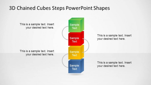 3D 4 Steps Vertical Chained Cubes Diagram