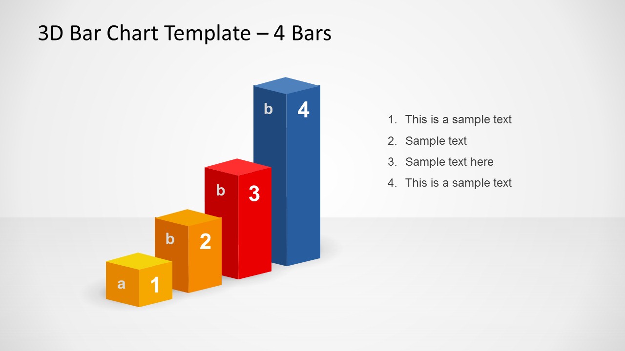 3D Bar Chart Template Design for PowerPoint with 4 Bars