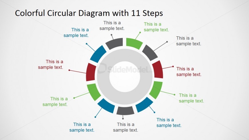 PowerPoint Concentrical Segmented Diagram 11 Steps