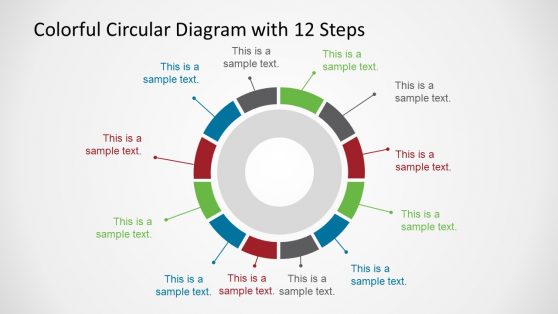 Colorful Circular 12 Segments PowerPoint Diagram