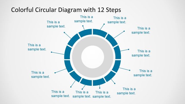 12 Segments Colorful Circular Diagram For PowerPoint