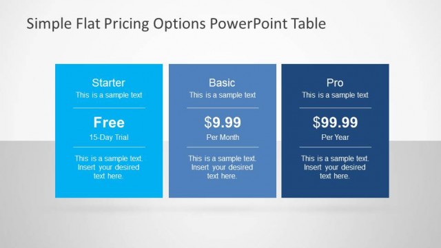 Three Column Pricing Options Table for PowerPoint