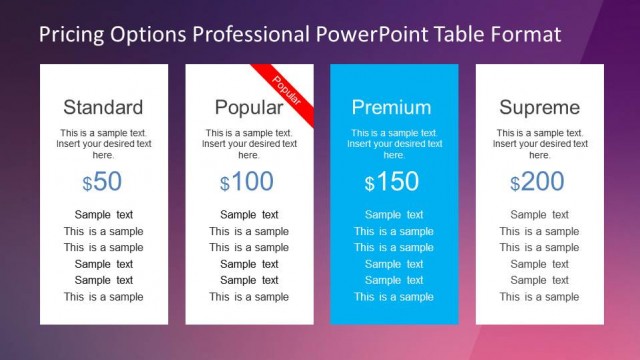 Professional Pricing Options Template for PowerPoint