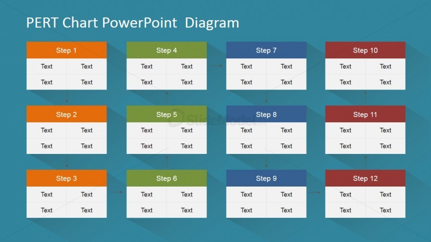 PowerPoint PERT Diagram Twelve Nodes