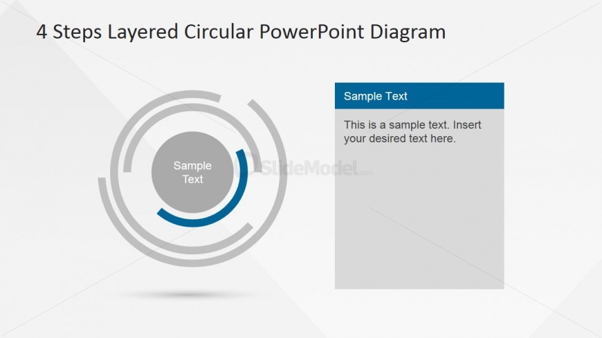This slide highlights the first step involved in the overall diagram, graying out the rest layers. Note that the innermost layer in the clipart is colored, emphasizing its importance in the hierarchy of steps. A text box is beside the diagram with a connecting line pointing to the highlighted layer. The text box can be […]