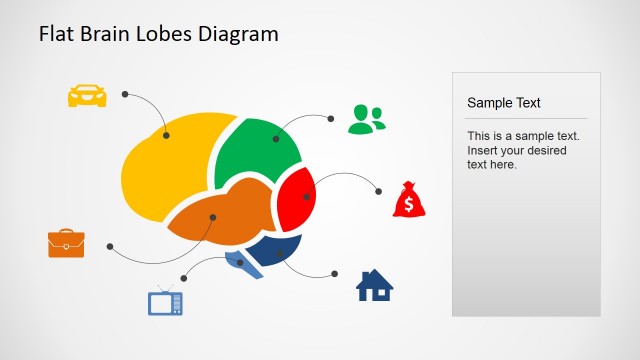 Brain Lobes Usage Cross Sectional Diagram with Icons