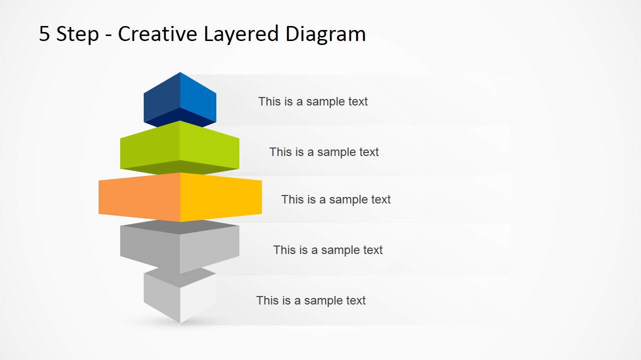 5 Step Creative Layered Diagram for PowerPoint