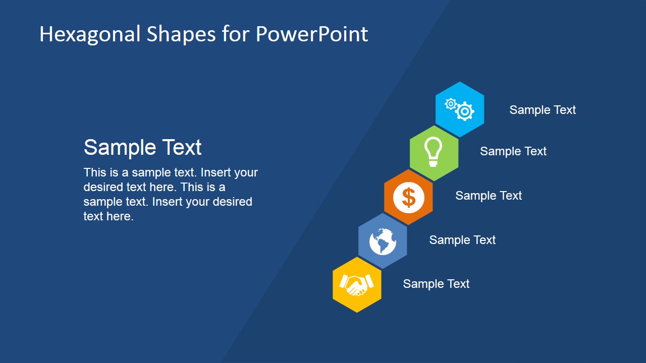 Diagonal Hexagon Shapes for PowerPoint