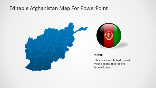 Afghanistan Outline Map with Capital Kabul Marker