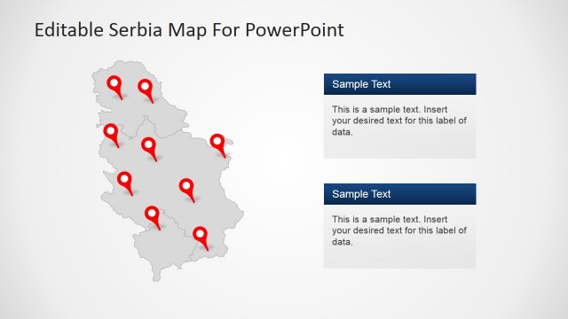 Serbia Map With City Location Markers