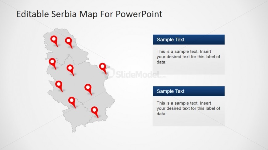 Map of Serbia With Major Cities and GPS Marker Icons