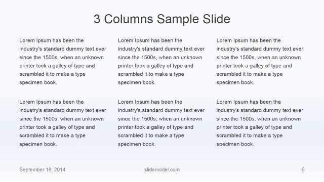 Flat Business 3 Columns Slide Design
