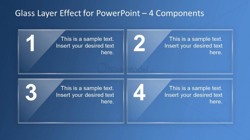 Glass Effect PowerPoint Slide Design - 4 Components