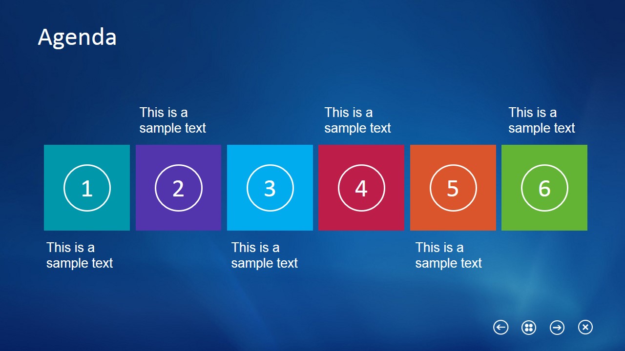 Horizontal Layout Slide Design Agenda for PowerPoint 