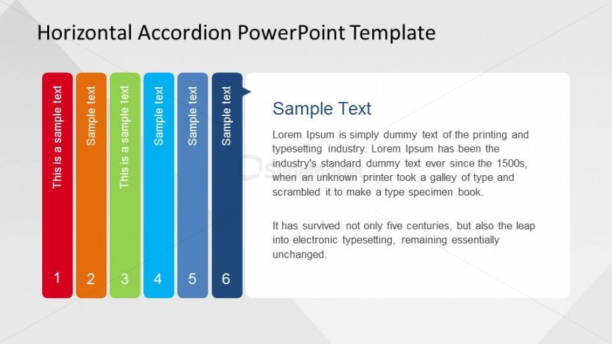 Step Sixth of PowerPoint Horizontal Accordion