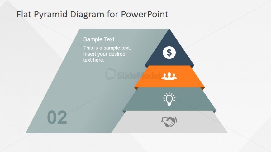 Flat Pyramid Diagram 4 Steps - 2 Level