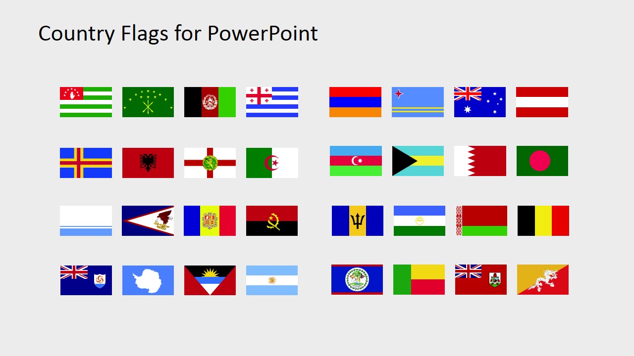 Country Flags Catalog From A To B Powerpoint Slide Slidemodel 4235