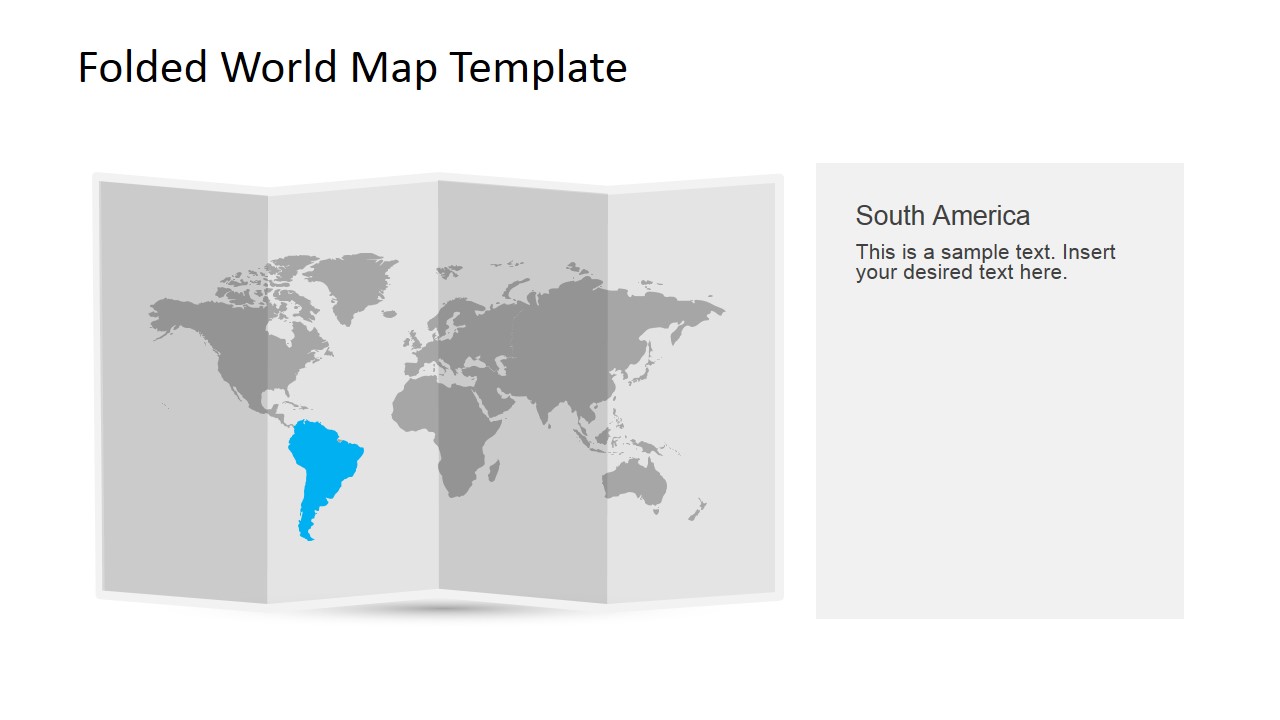 South America Clipart for PowerPoint in a 3D Folded Worldmap