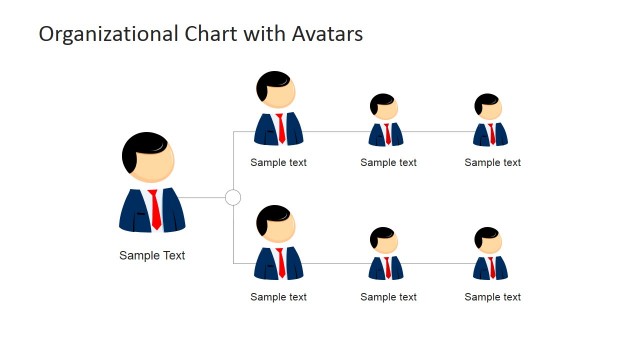 Organizational Chart Template with Avatars for PowerPoint