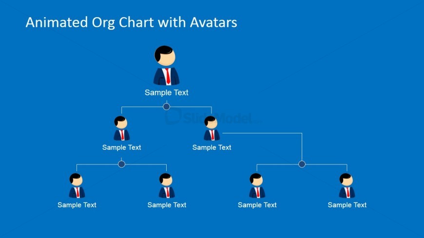 Org Chart Slide Design for PowerPoint with Avatars