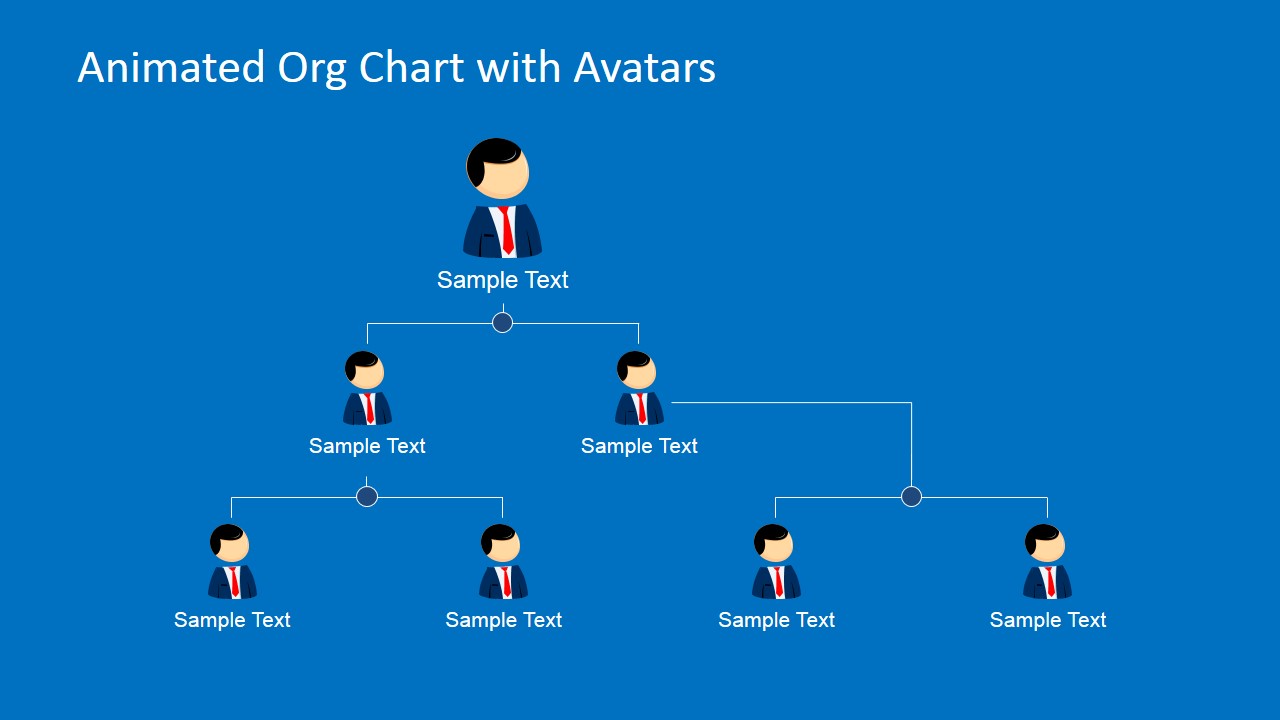 Org Chart Slide Design for PowerPoint with Avatars