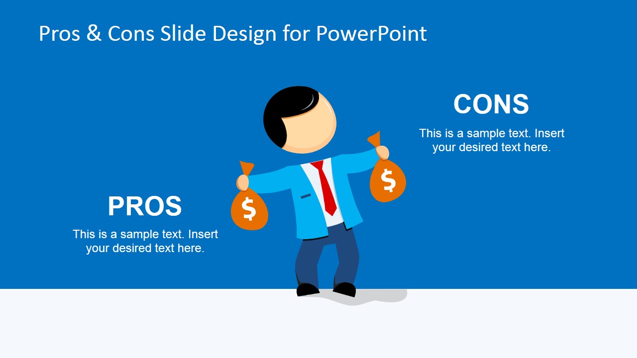 Male Cartoon Illustration Pros & Cons Slide