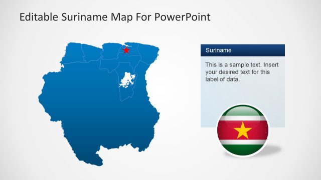 Blue PowerPoint Map of Suriname
