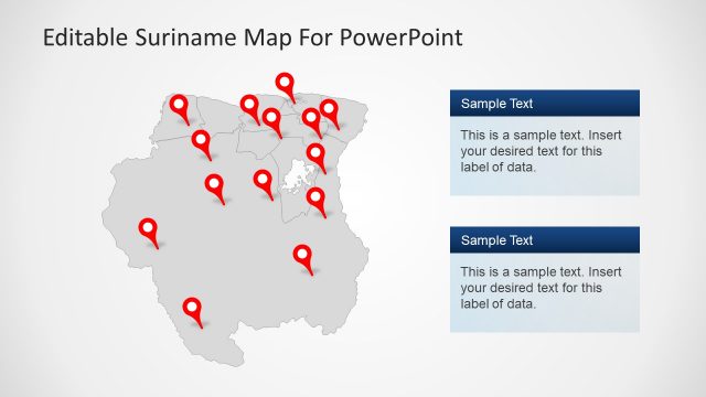 Gray Map with Pointers Suriname