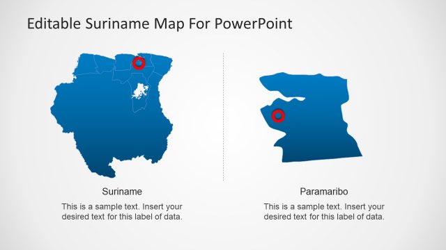Highlighting Paramaribo in Suriname Map