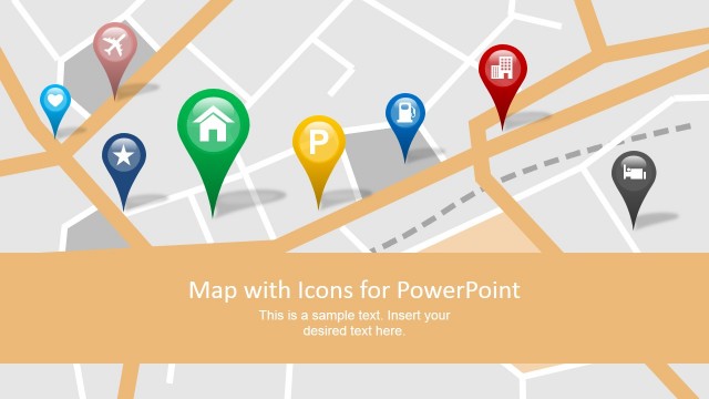 Map with GPS Icons PowerPoint Template