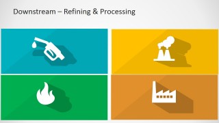 Flat Icons Longshadow Design of Oil and Gas Downstream Sector