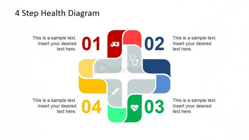 Numbered 4 Steps Square Cross Diagram For Powerpoint