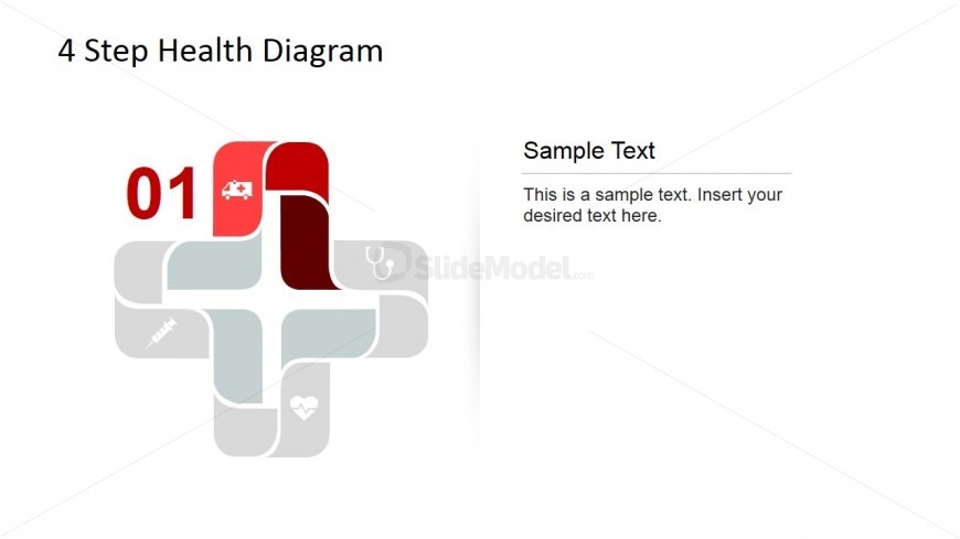 Ambulance Icon 4 Step Health Care Diagram for PowerPoint