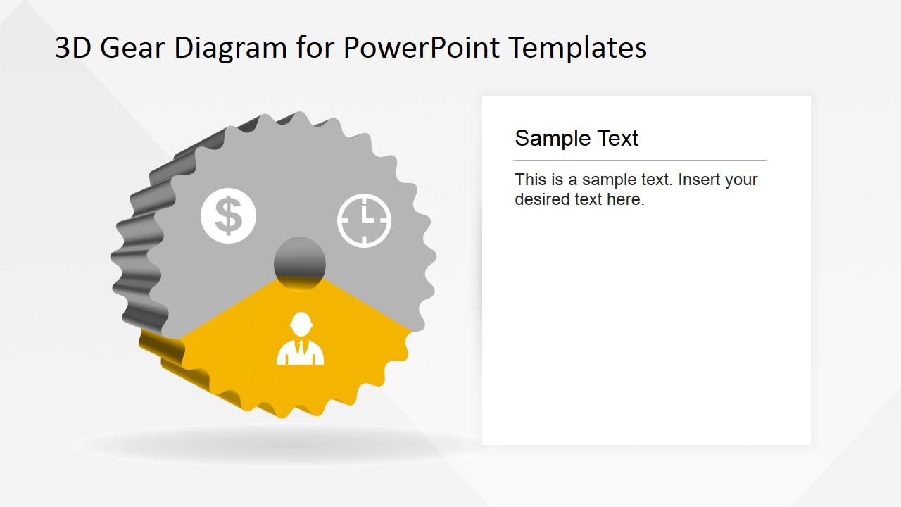 3 Steps 3d Powerpoint Gear Diagram