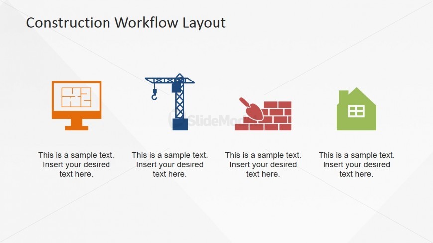 Clip art icons 4 Step Workflow Model for Construction Industry