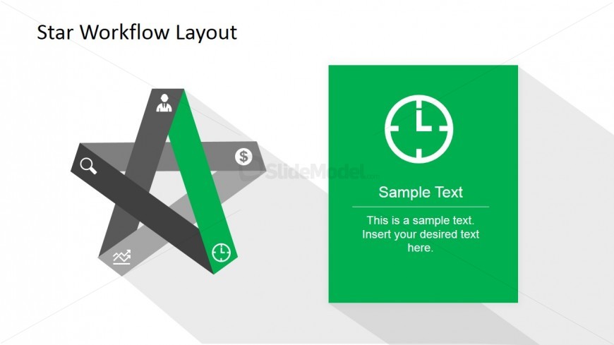 PowerPoint 5 Corners Star Model with Clock Edge and Icon Highlighted