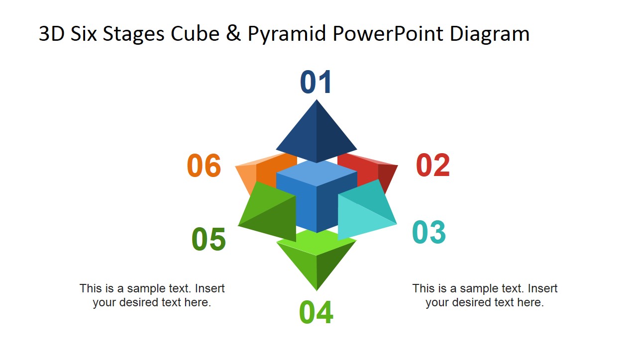 PowerPoint Diagram Six Steps Cubes and Pyramids
