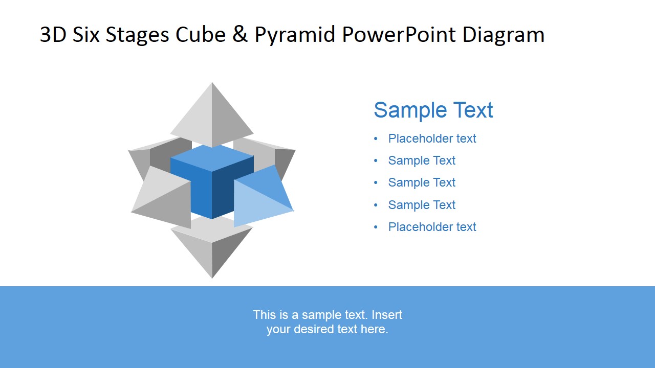 PowerPoint 3D Pyramid Highlighted un Front Right Cube Side