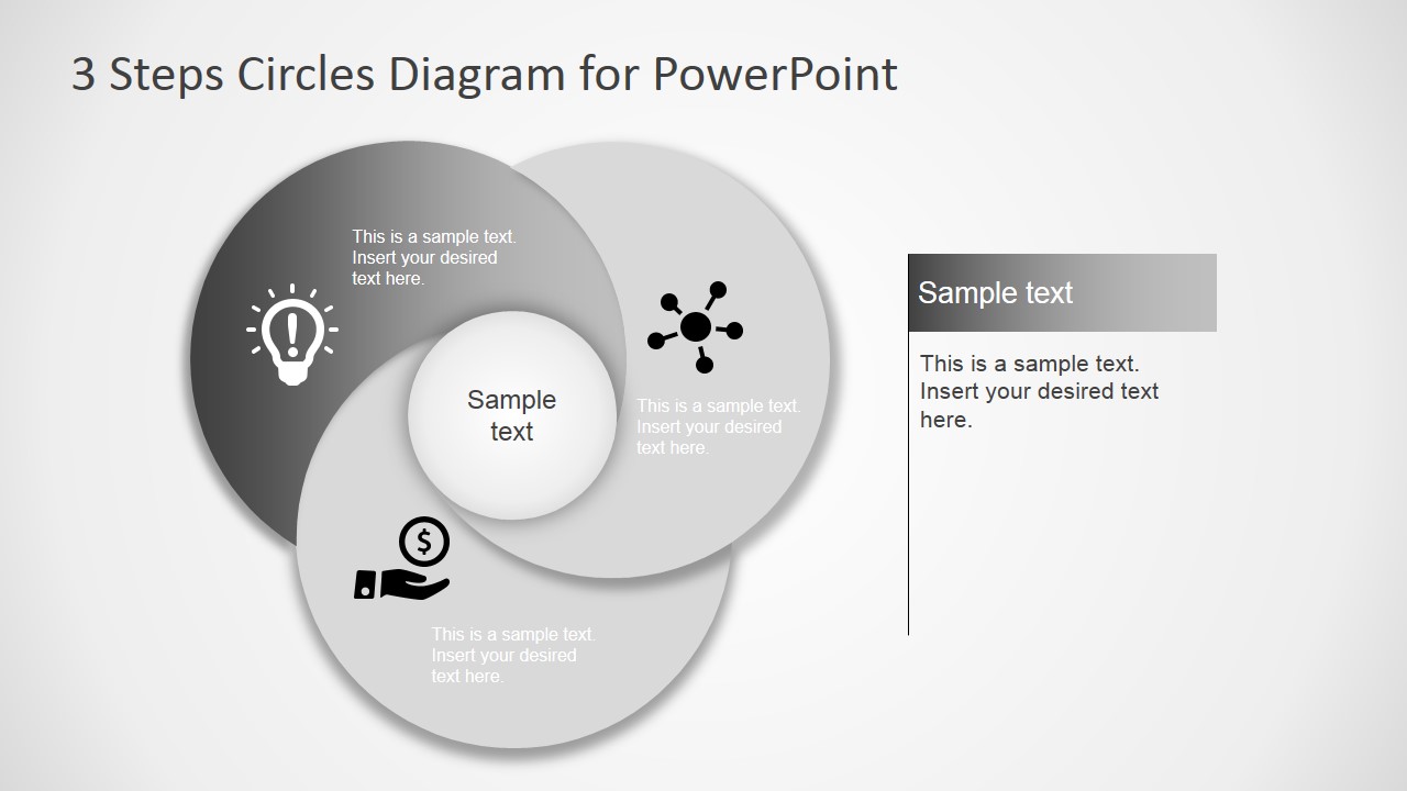 3 Step Circles Diagram For Powerpoint Slidemodel 5851