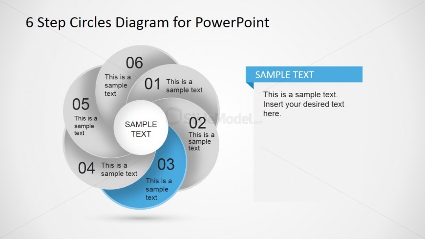 Six Steps Overlapping Circular Diagram with Third Step Highlight