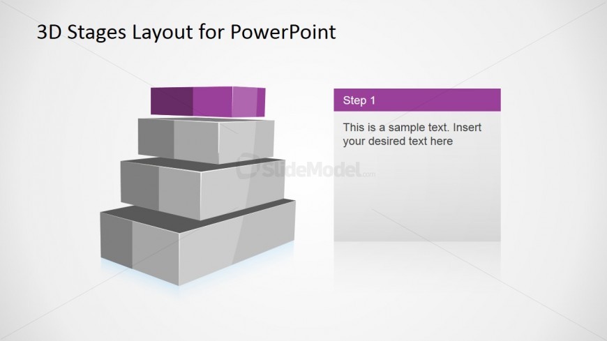 4 Levels 3D Staged Diagram for PowerPoint - Level 1